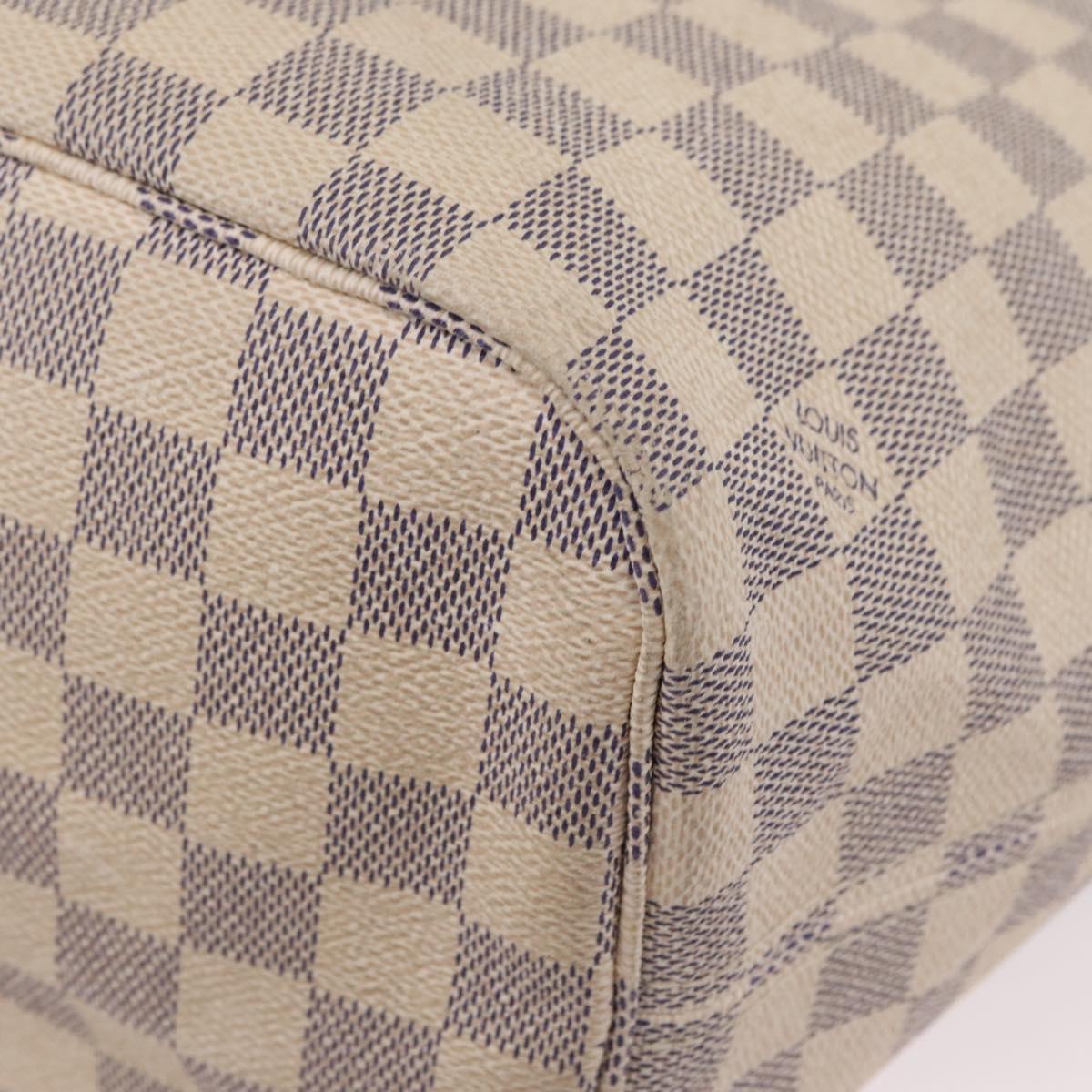 LOUIS VUITTON Damier Azur Neverfull MM Tote Bag N41605 LV Auth 208093