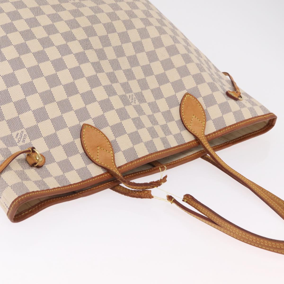 LOUIS VUITTON Damier Azur Neverfull MM Tote Bag N41605 LV Auth 208093