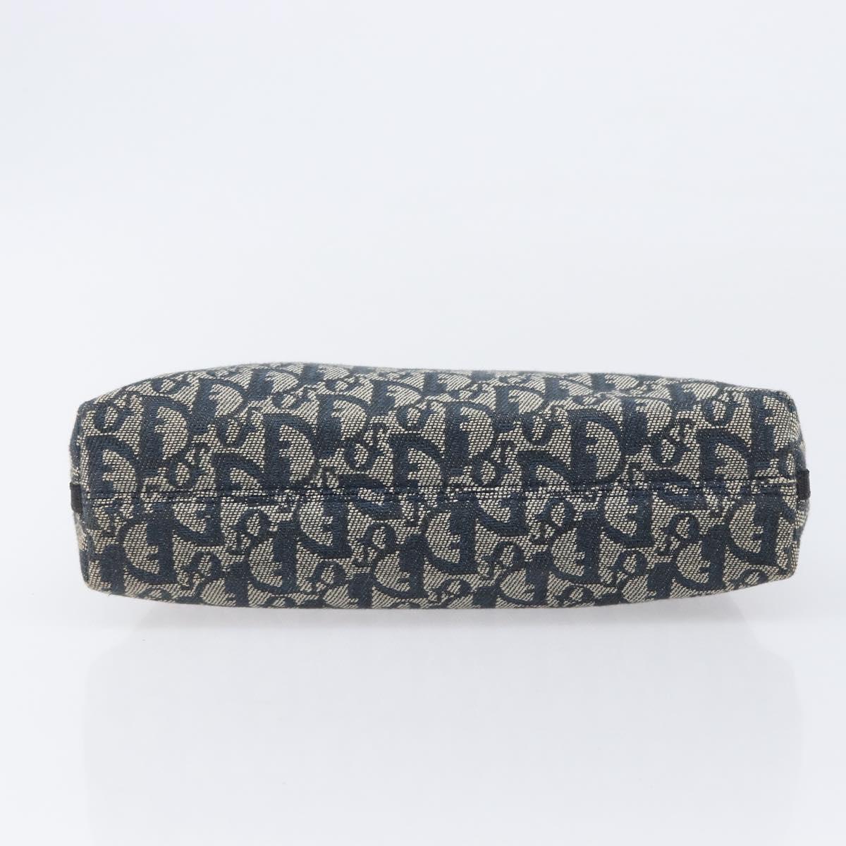 Christian Dior Trotter Canvas Accessory Pouch Navy Silver Auth 208100V