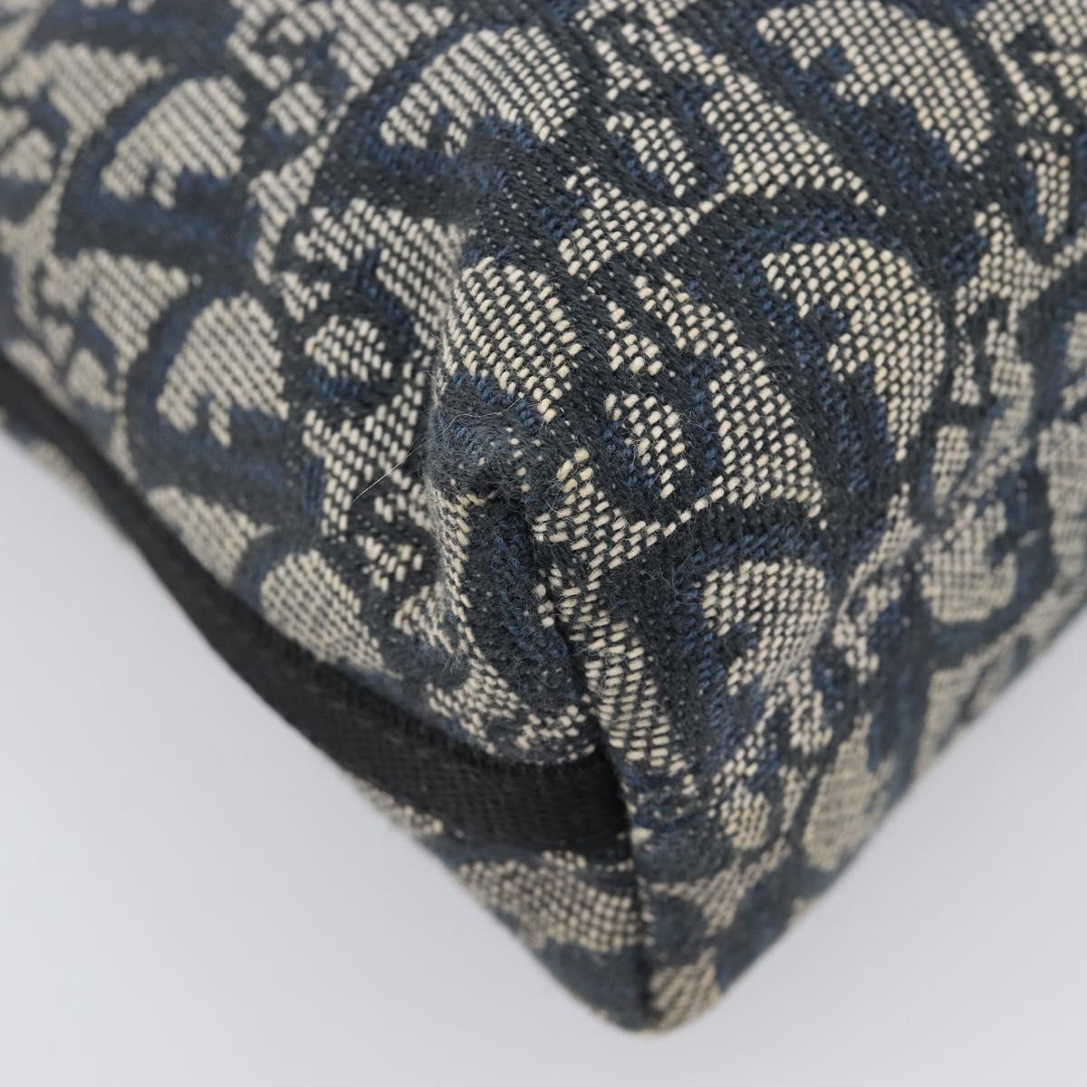 Christian Dior Trotter Canvas Accessory Pouch Navy Silver Auth 208100V
