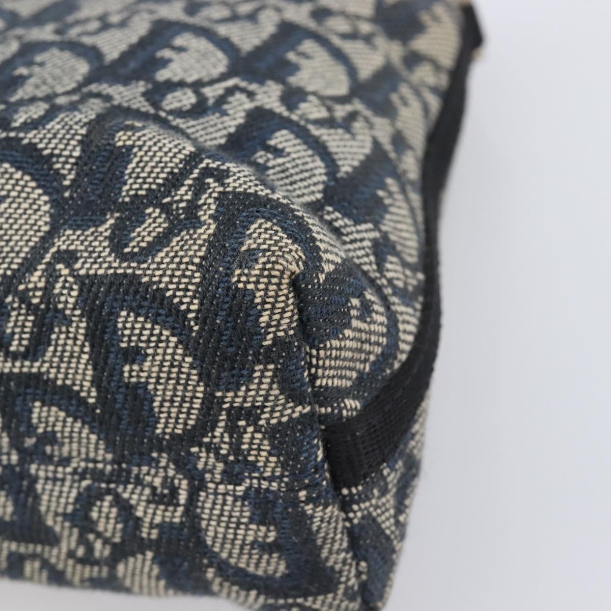 Christian Dior Trotter Canvas Accessory Pouch Navy Silver Auth 208100V