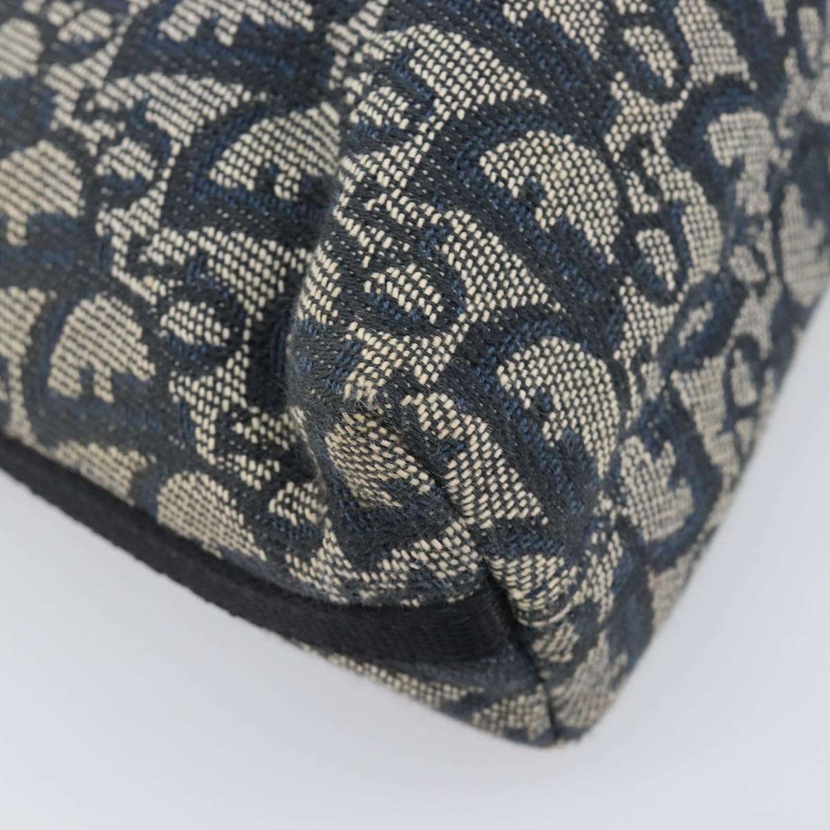 Christian Dior Trotter Canvas Accessory Pouch Navy Silver Auth 208100V