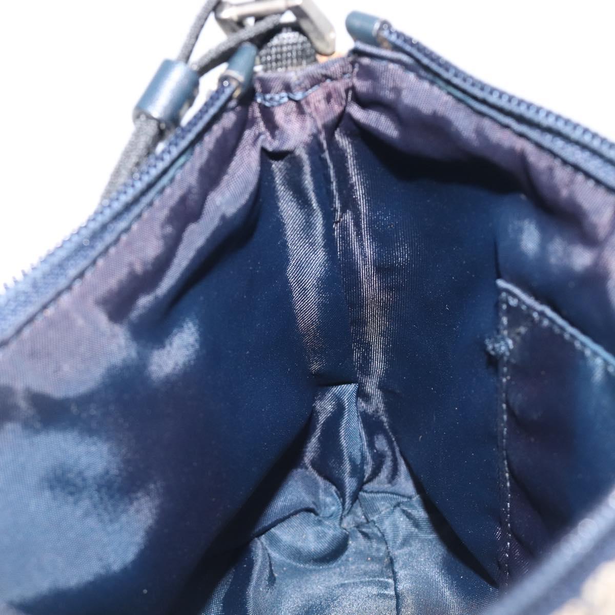 Christian Dior Trotter Canvas Accessory Pouch Navy Silver Auth 208100V