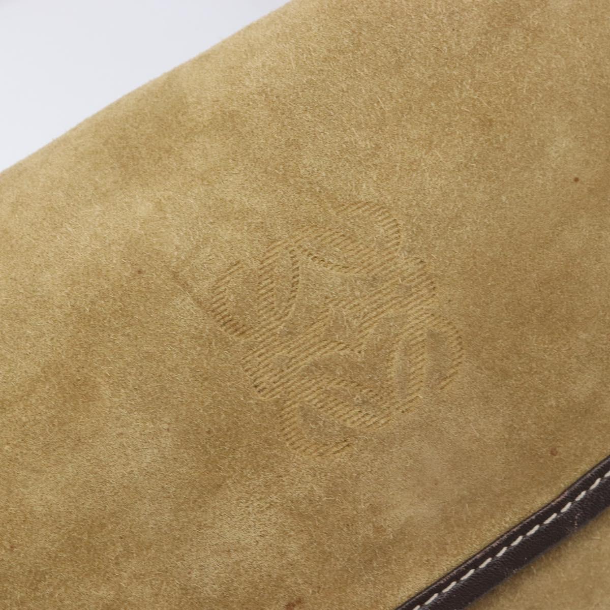 LOEWE Shoulder Bag Suede Beige Gold Tone Auth 208101