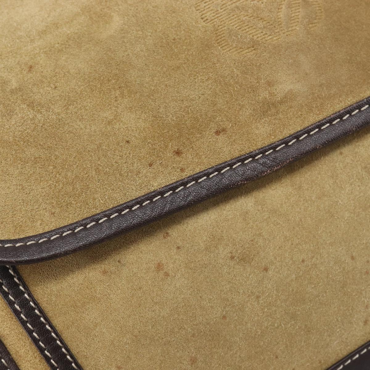 LOEWE Shoulder Bag Suede Beige Gold Tone Auth 208101