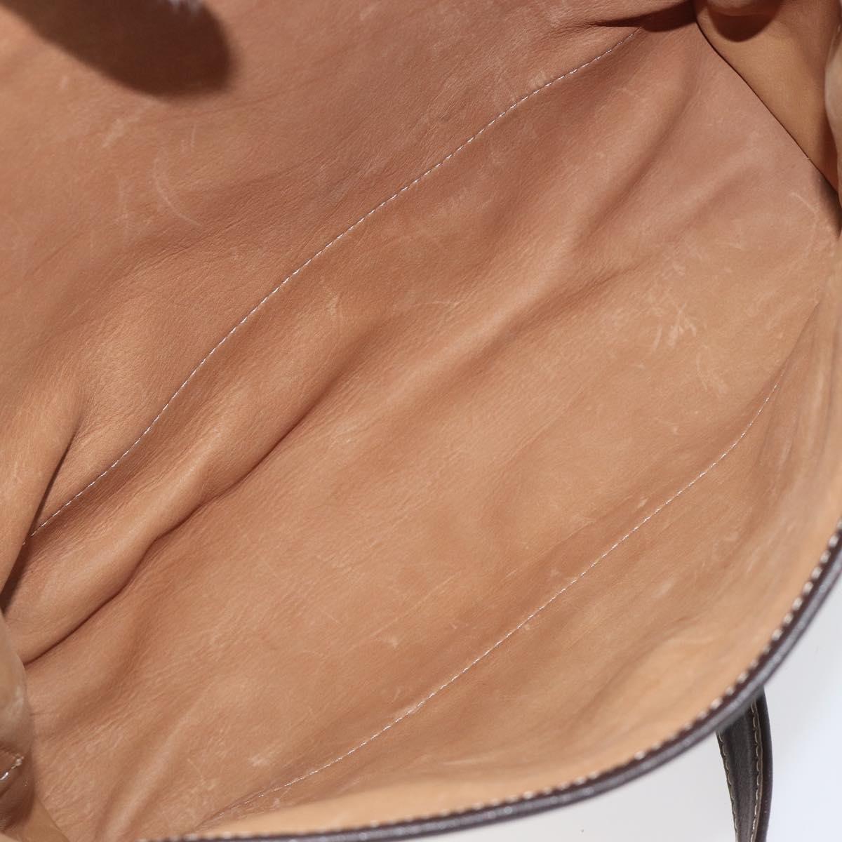 LOEWE Shoulder Bag Suede Beige Gold Tone Auth 208101