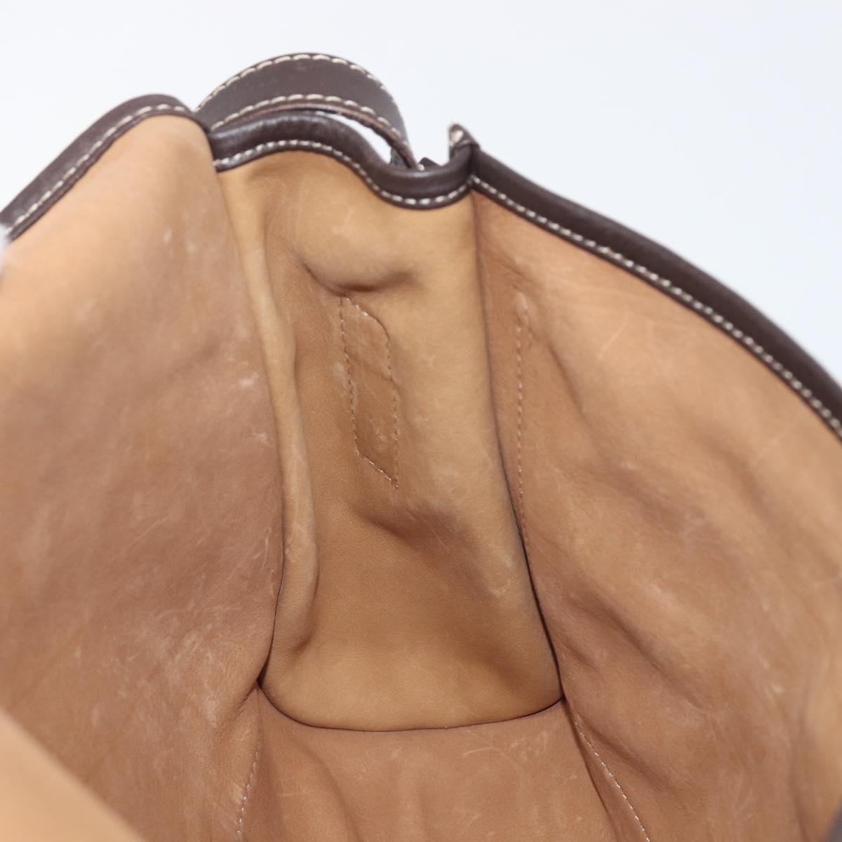 LOEWE Shoulder Bag Suede Beige Gold Tone Auth 208101