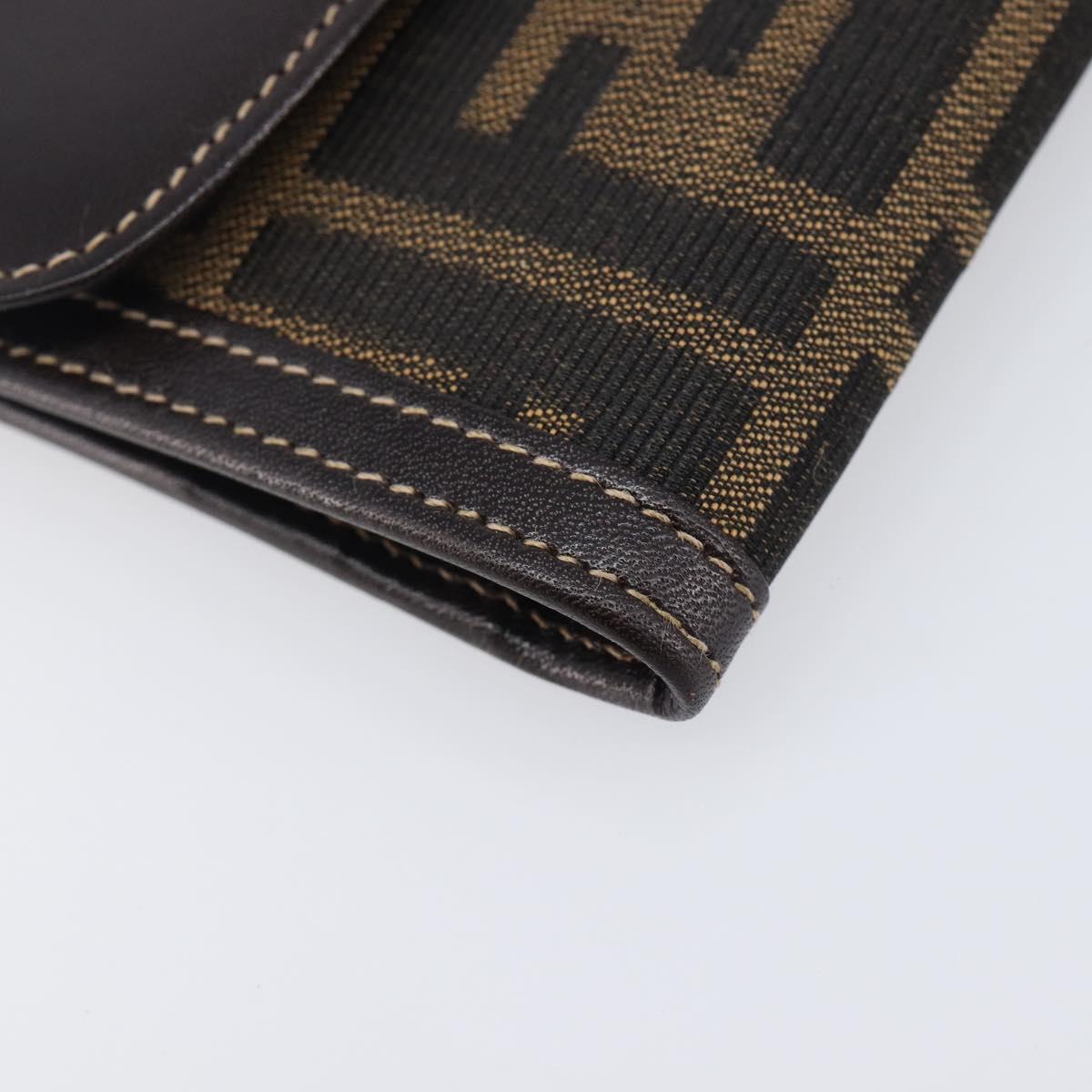 FENDI Zucca Canvas Long Wallet Brown Auth 208102V