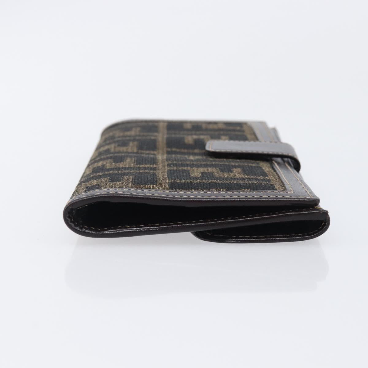 FENDI Zucca Canvas Long Wallet Brown Auth 208102V