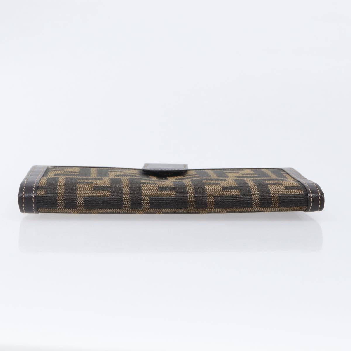 FENDI Zucca Canvas Long Wallet Brown Auth 208102V