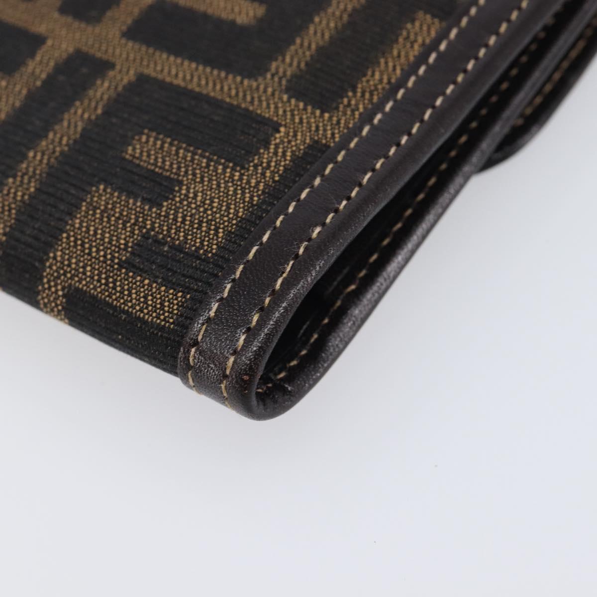 FENDI Zucca Canvas Long Wallet Brown Auth 208102V