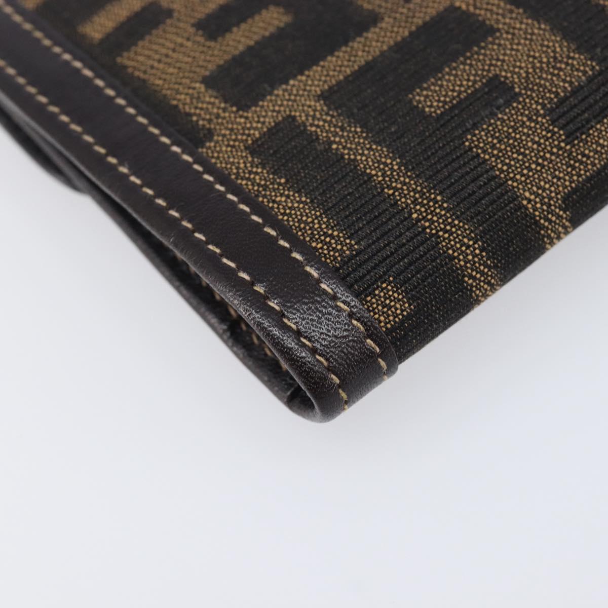FENDI Zucca Canvas Long Wallet Brown Auth 208102V