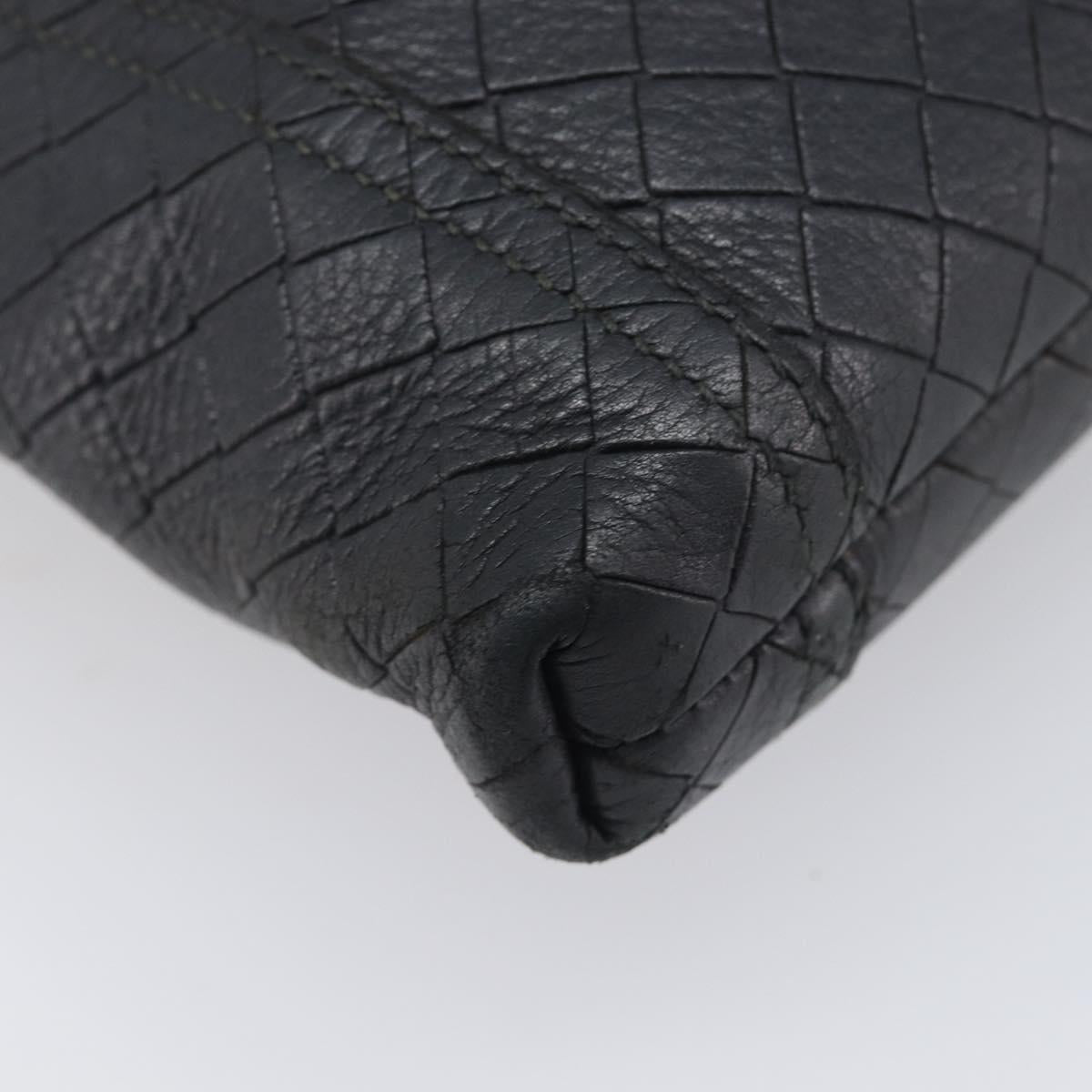 Bottega Veneta Shoulder Bag Leather Black Gold Tone Auth 208108A