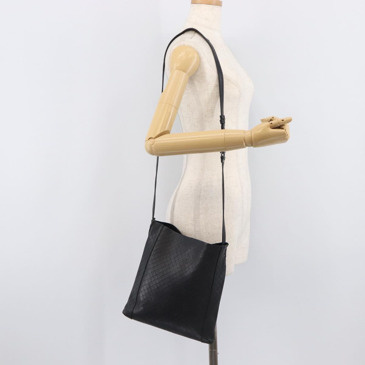 Bottega Veneta Shoulder Bag Leather Black Gold Tone Auth 208108A