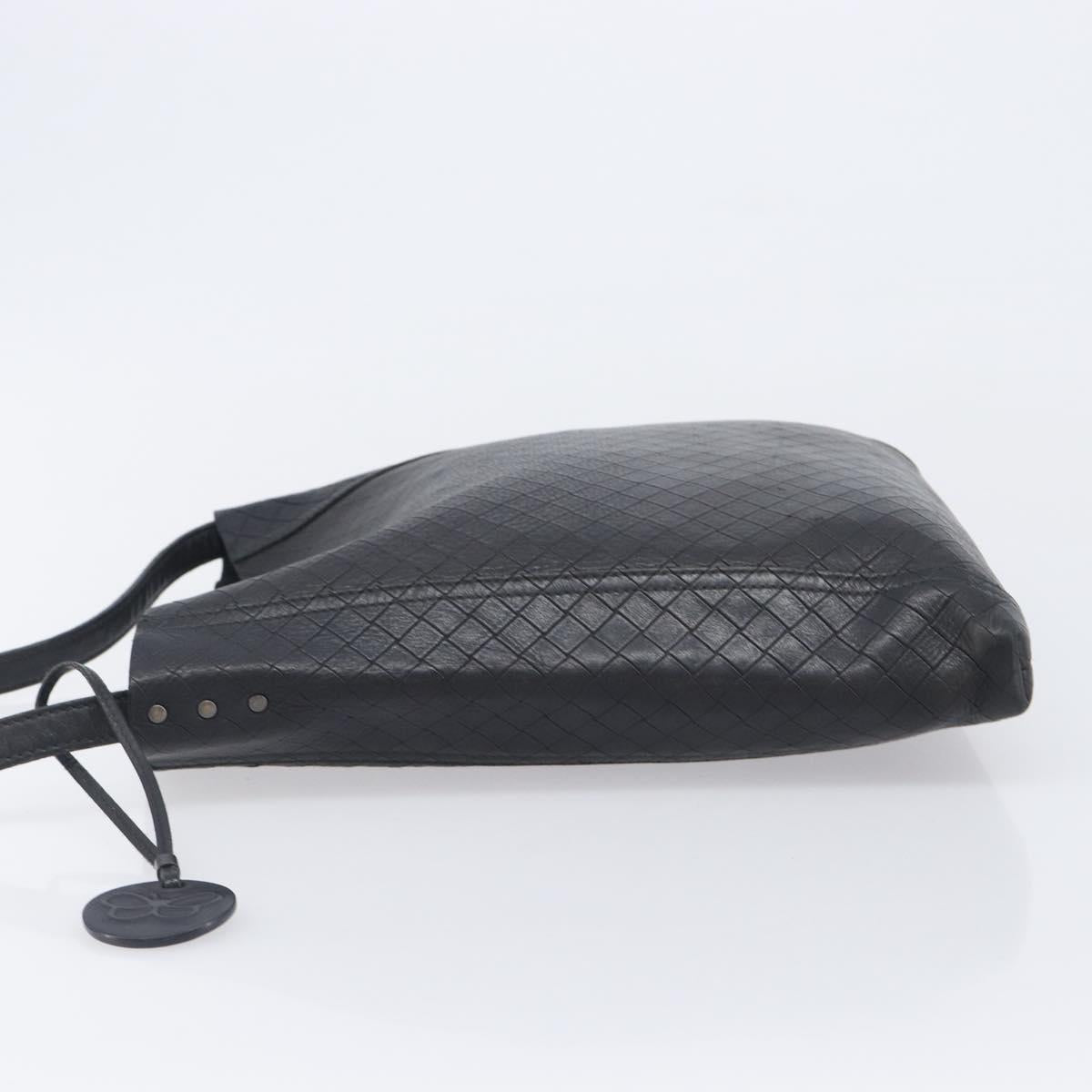 Bottega Veneta Shoulder Bag Leather Black Gold Tone Auth 208108A