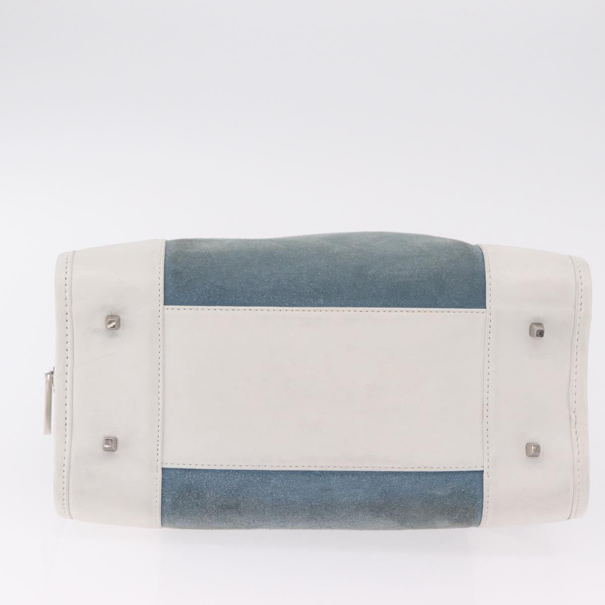 LOEWE Amazona 28 Hand Bag Suede Light Blue Silver Auth 208115A