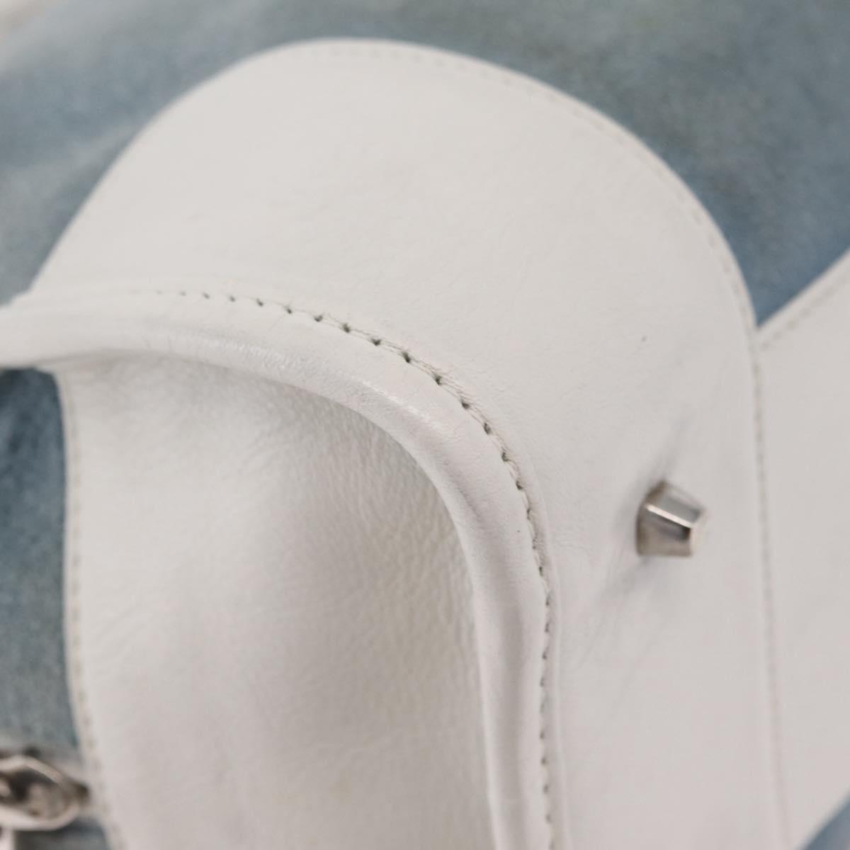 LOEWE Amazona 28 Hand Bag Suede Light Blue Silver Auth 208115A
