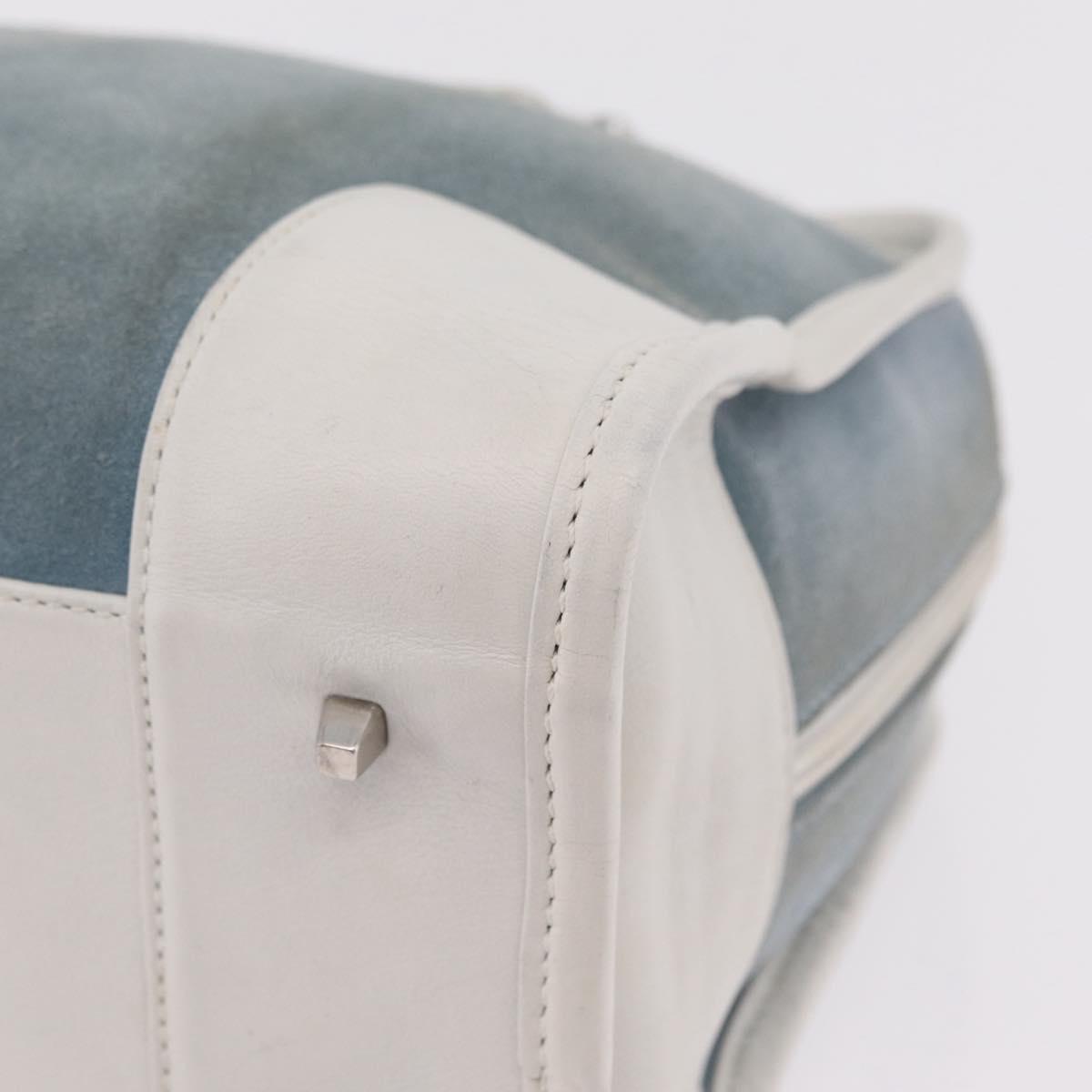 LOEWE Amazona 28 Hand Bag Suede Light Blue Silver Auth 208115A