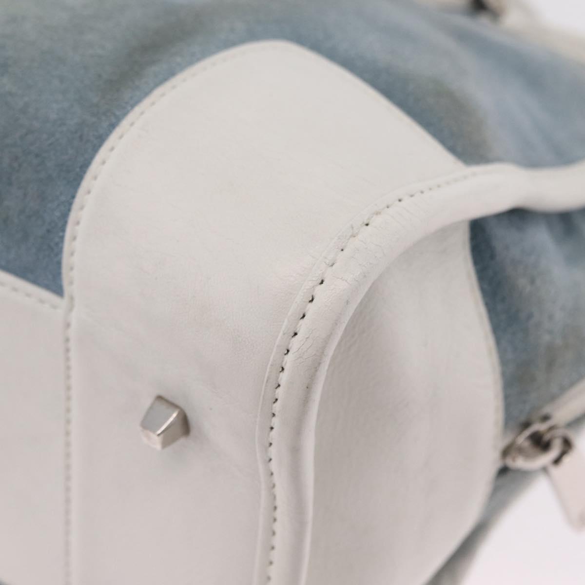 LOEWE Amazona 28 Hand Bag Suede Light Blue Silver Auth 208115A