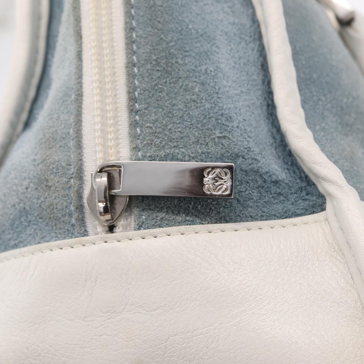 LOEWE Amazona 28 Hand Bag Suede Light Blue Silver Auth 208115A
