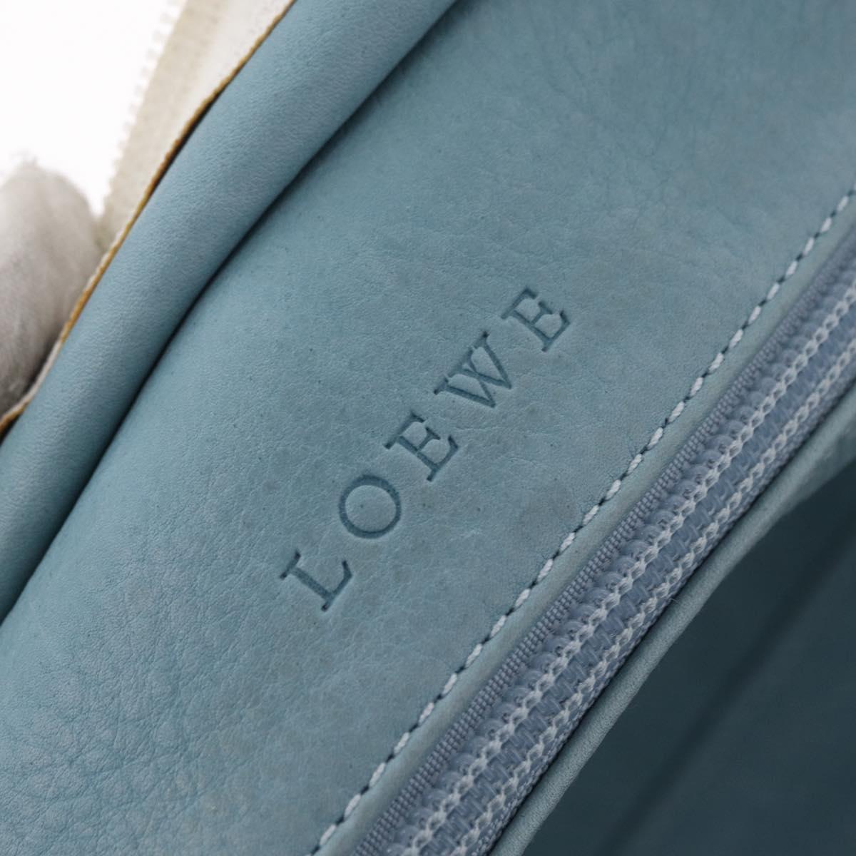 LOEWE Amazona 28 Hand Bag Suede Light Blue Silver Auth 208115A