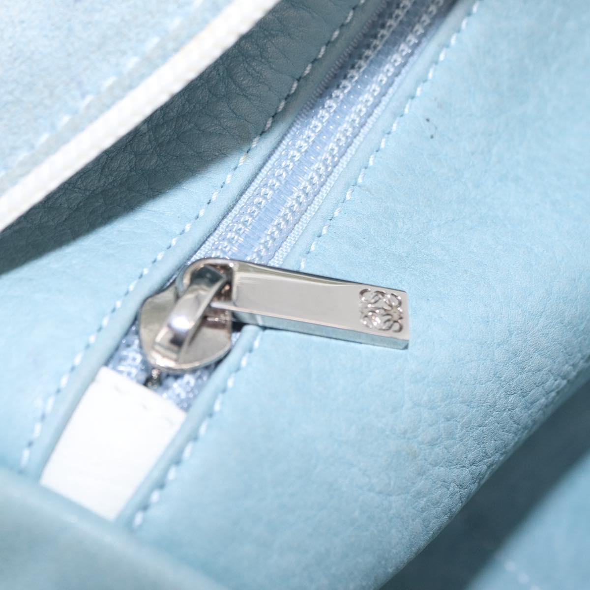 LOEWE Amazona 28 Hand Bag Suede Light Blue Silver Auth 208115A