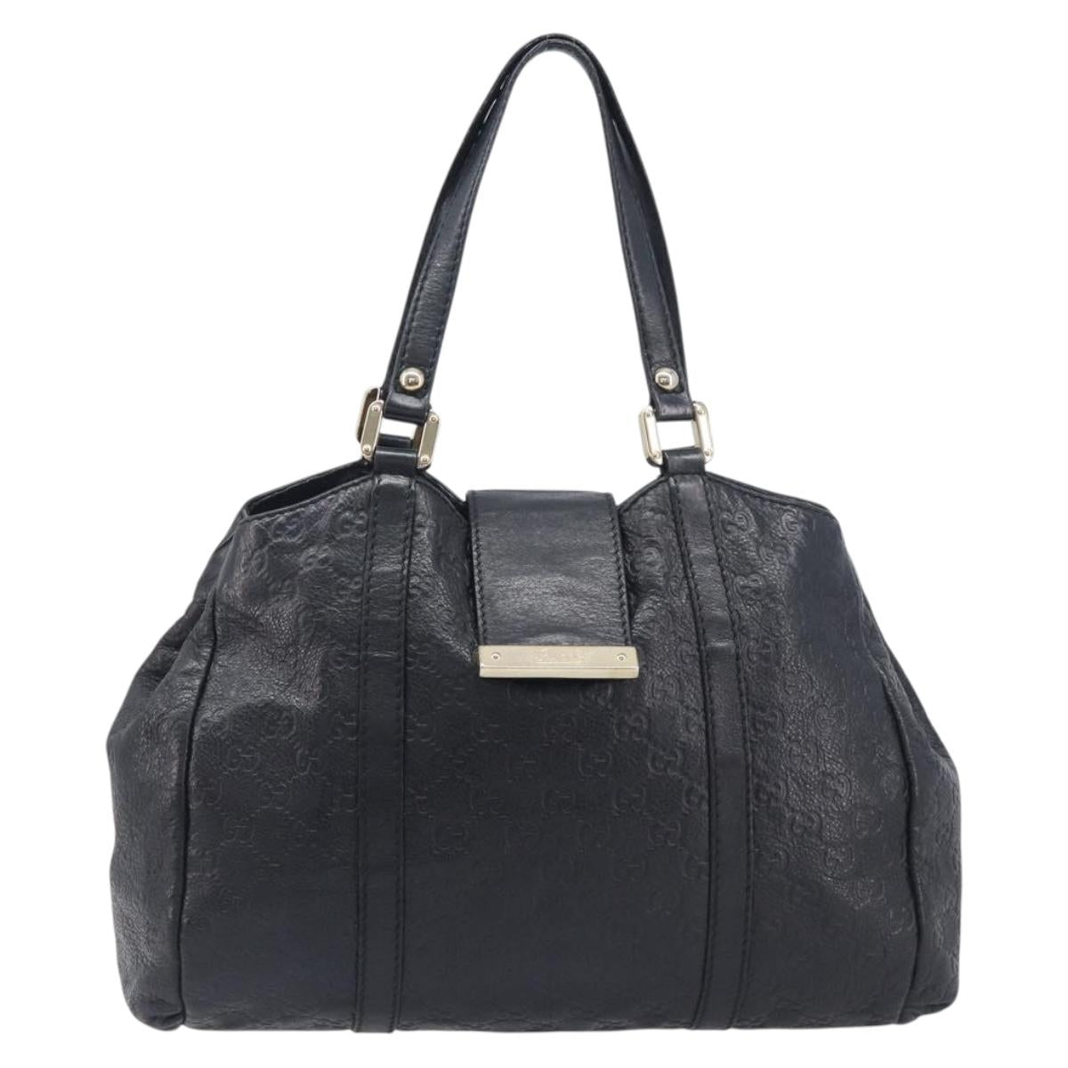 GUCCI GuccissimaGG Hand Bag Leather Black Gold Tone 211935 Auth 208118V
