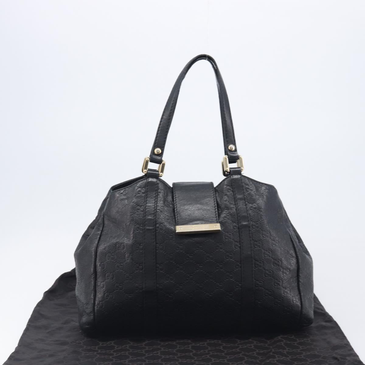 GUCCI GuccissimaGG Hand Bag Leather Black Gold Tone 211935 Auth 208118V