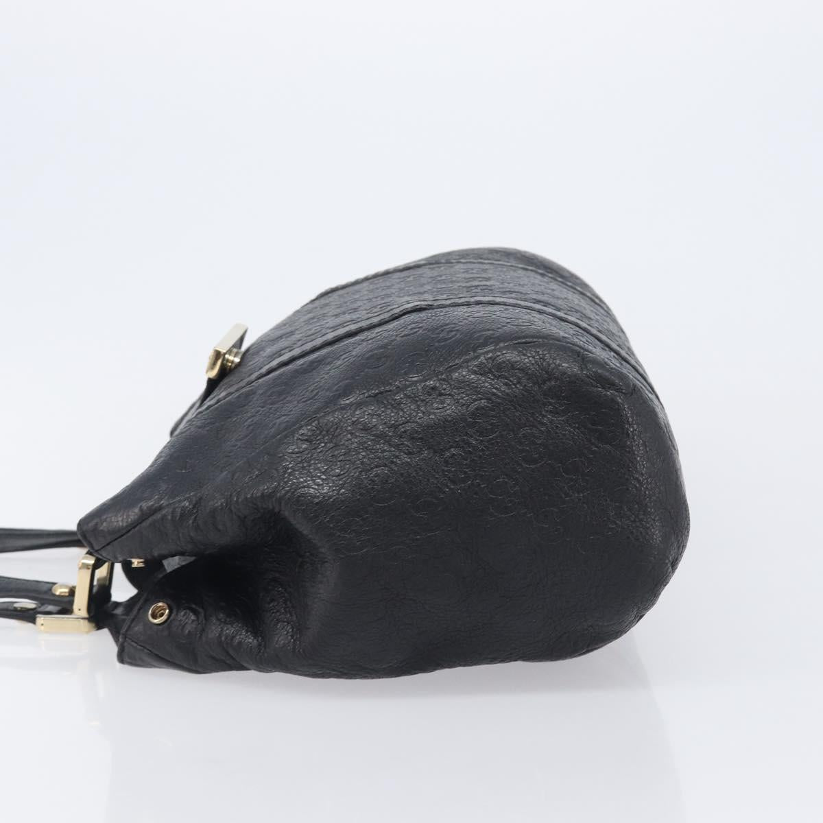 GUCCI GuccissimaGG Hand Bag Leather Black Gold Tone 211935 Auth 208118V