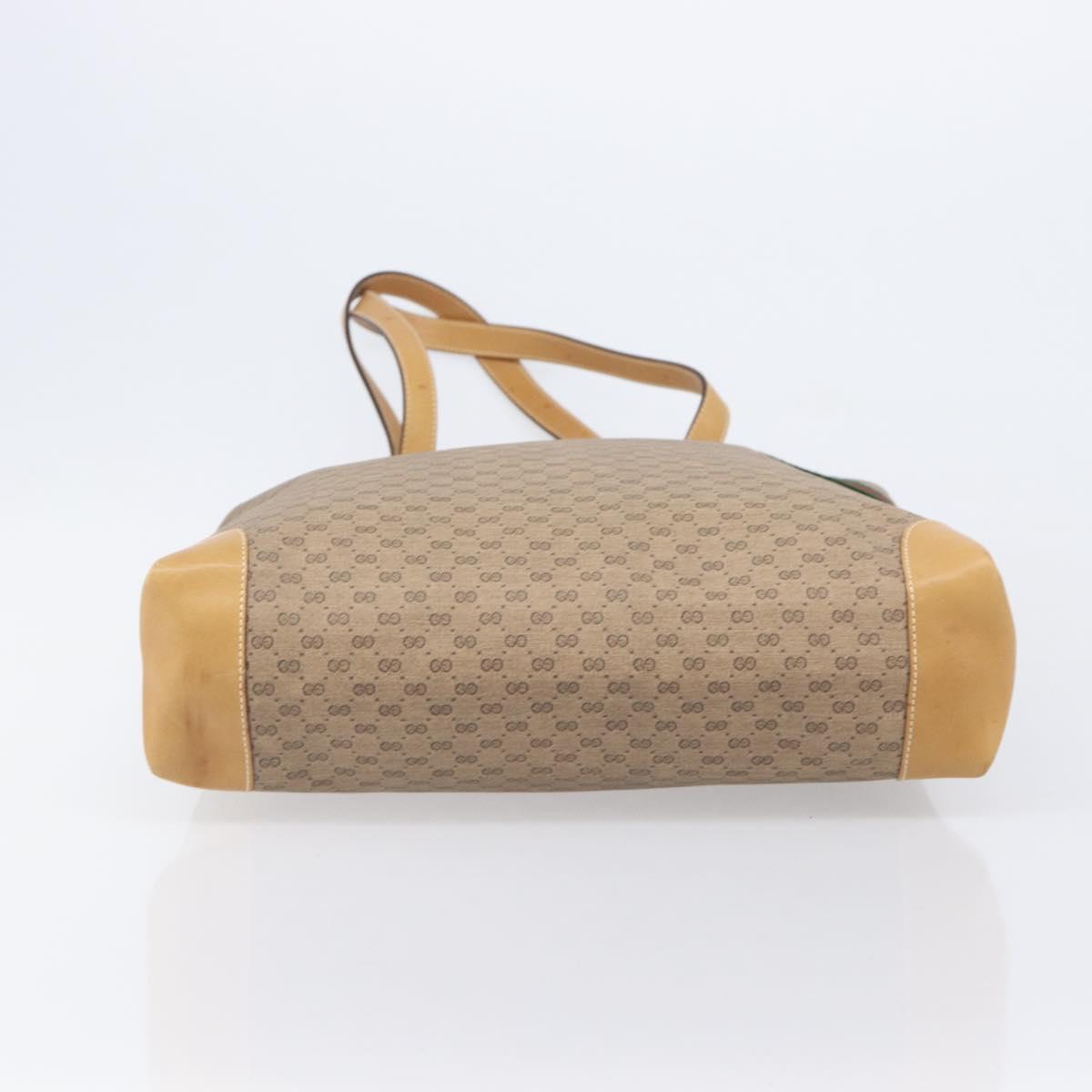 GUCCI Micro GG Web Sherry Line Tote Bag PVC Beige Gold 002 904 0131 Auth 208124