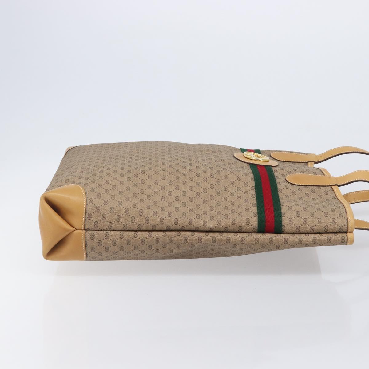 GUCCI Micro GG Web Sherry Line Tote Bag PVC Beige Gold 002 904 0131 Auth 208124