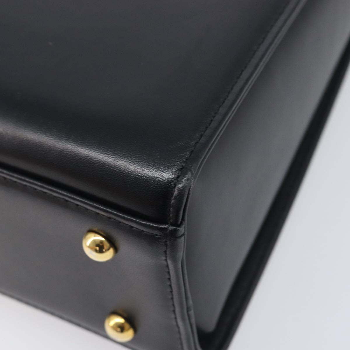 GIVENCHY Hand Bag Leather Black Gold Tone Auth 208128A