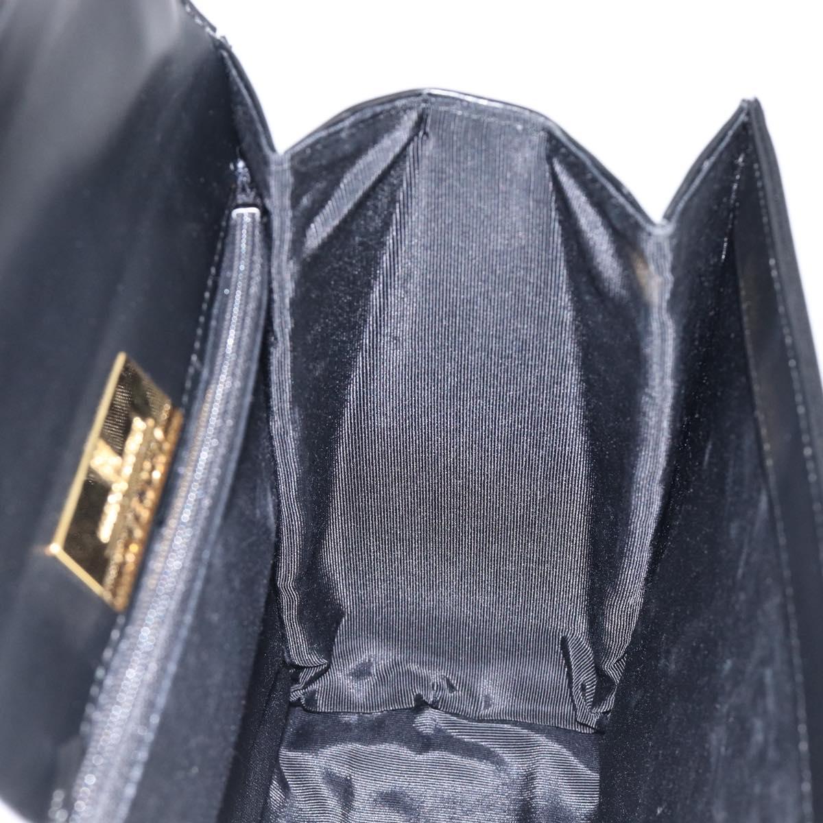 GIVENCHY Hand Bag Leather Black Gold Tone Auth 208128A