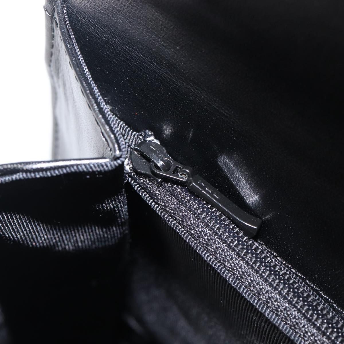 GIVENCHY Hand Bag Leather Black Gold Tone Auth 208128A