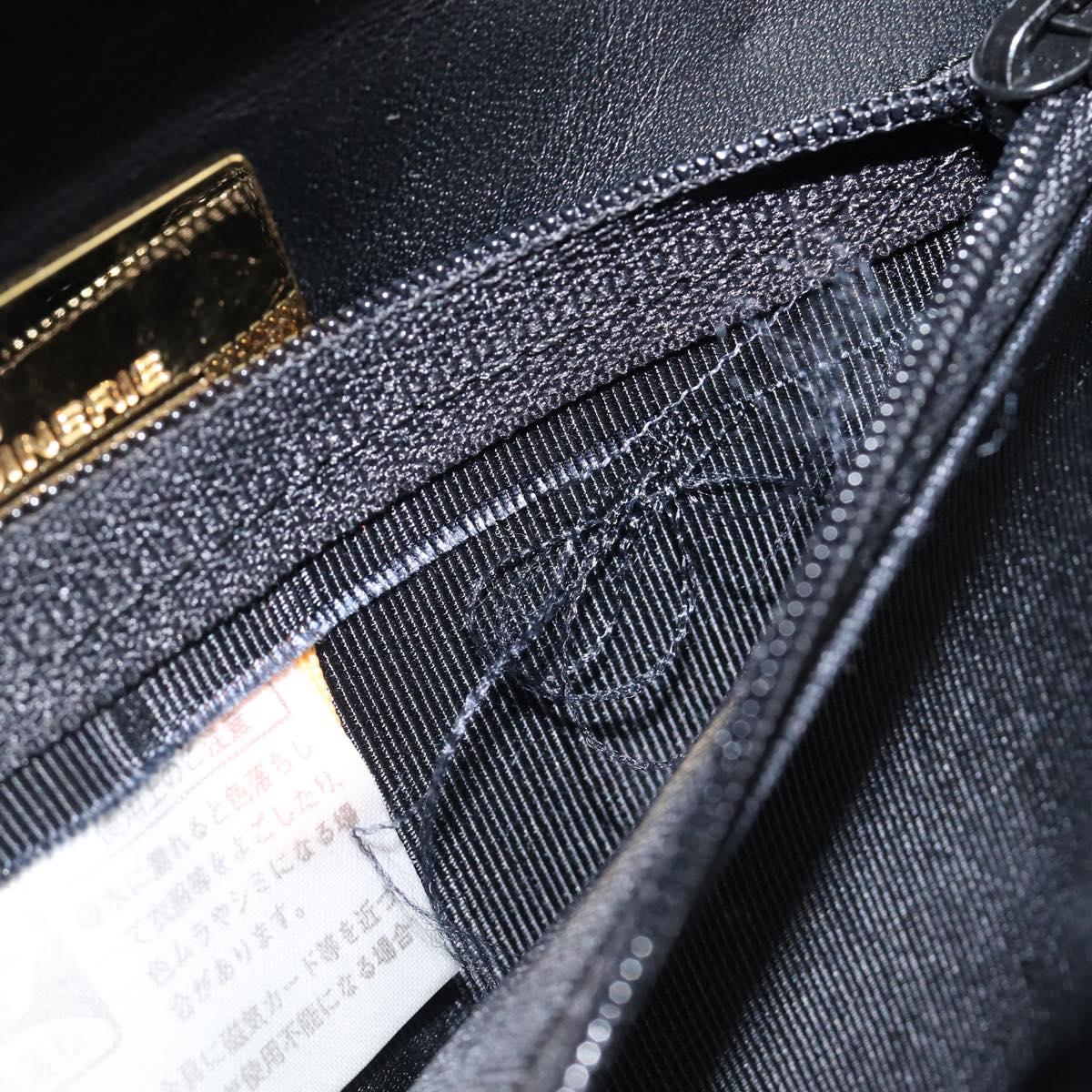 GIVENCHY Hand Bag Leather Black Gold Tone Auth 208128A