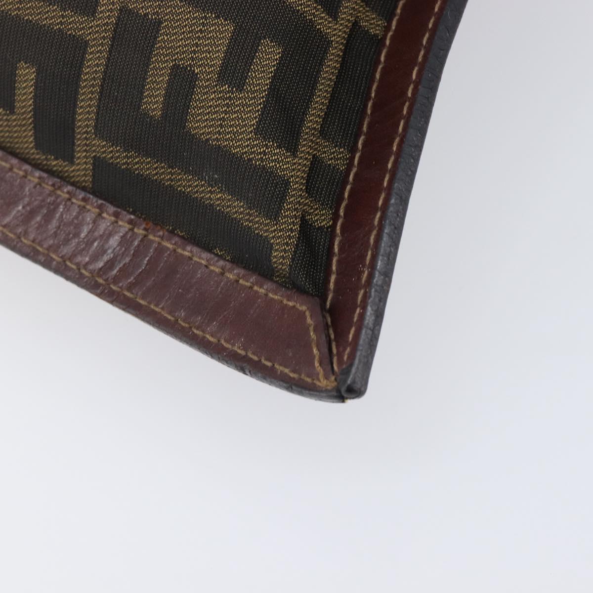 FENDI Zucca Canvas Clutch Bag Brown Gold Tone Auth 208136