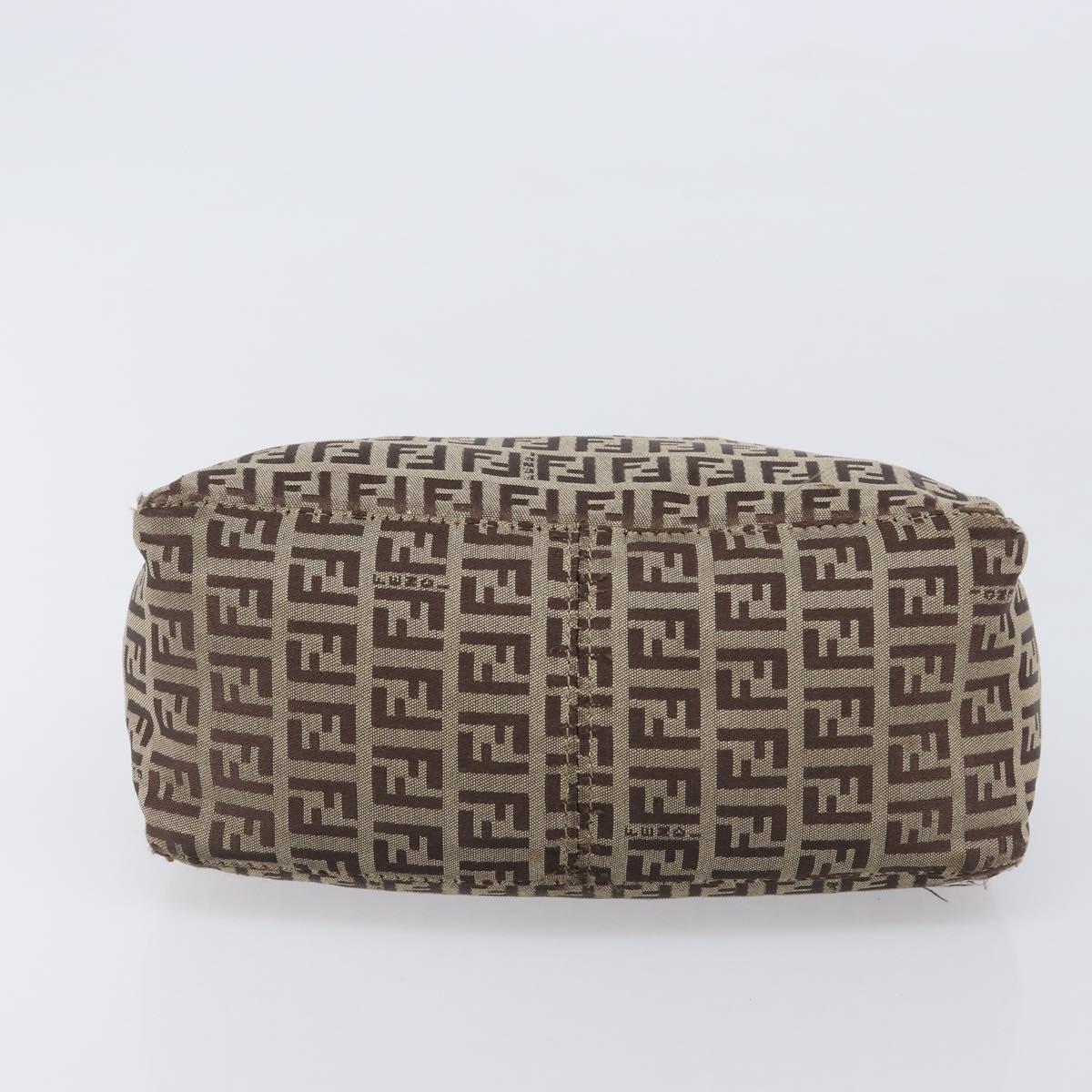 FENDI Zucchino Canvas Accessory Pouch Beige Silver 8N0005 Auth 208137
