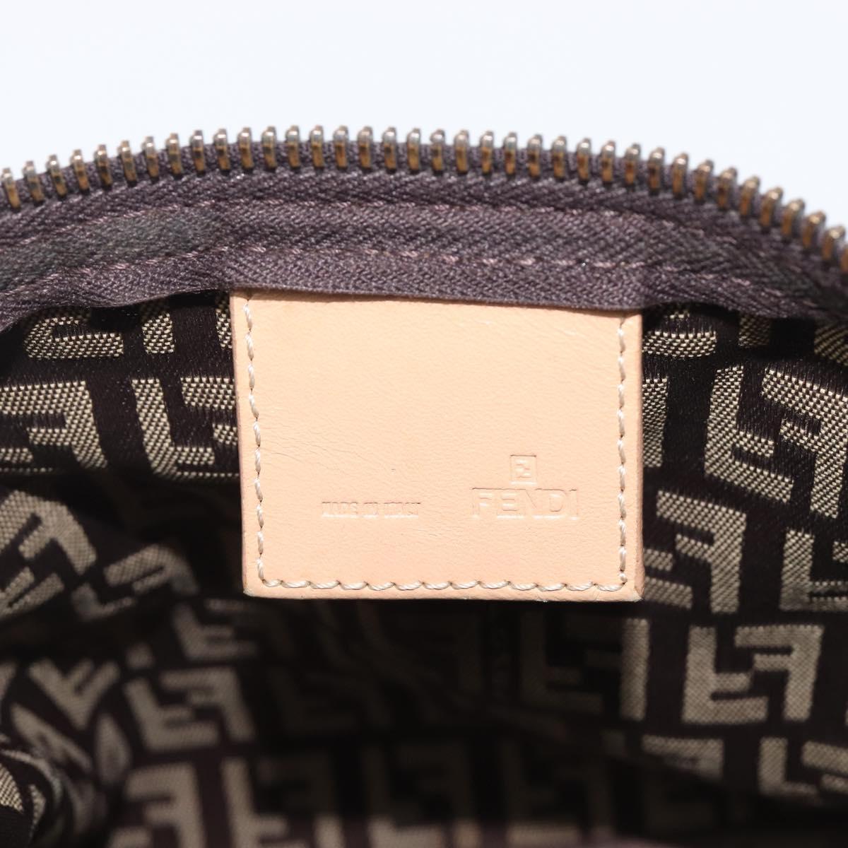 FENDI Zucchino Canvas Accessory Pouch Beige Silver 8N0005 Auth 208137