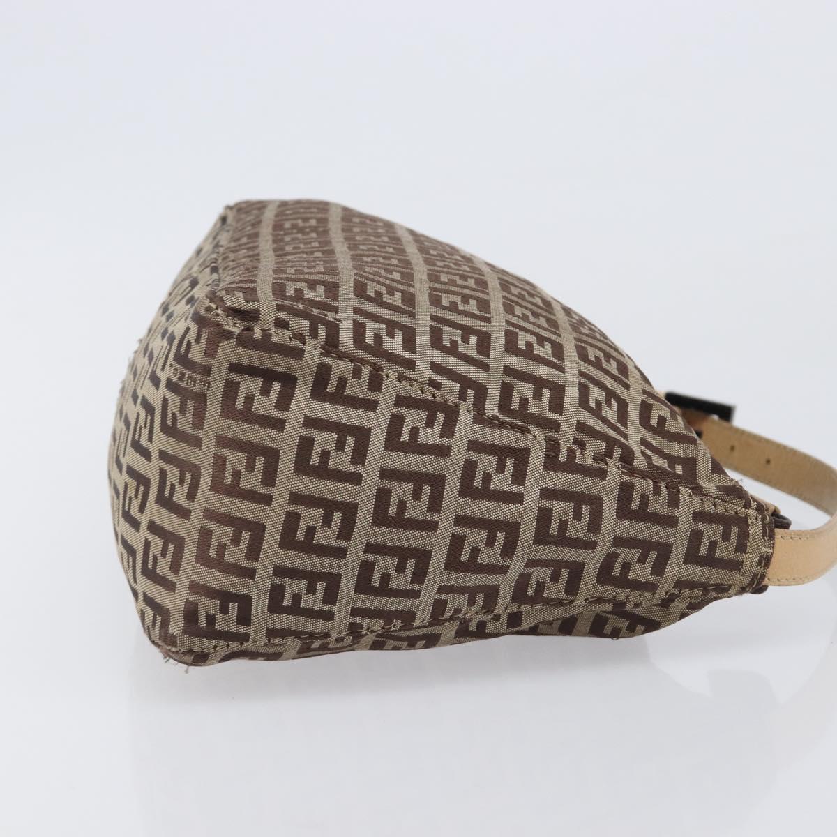 FENDI Zucchino Canvas Accessory Pouch Beige Silver 8N0005 Auth 208137