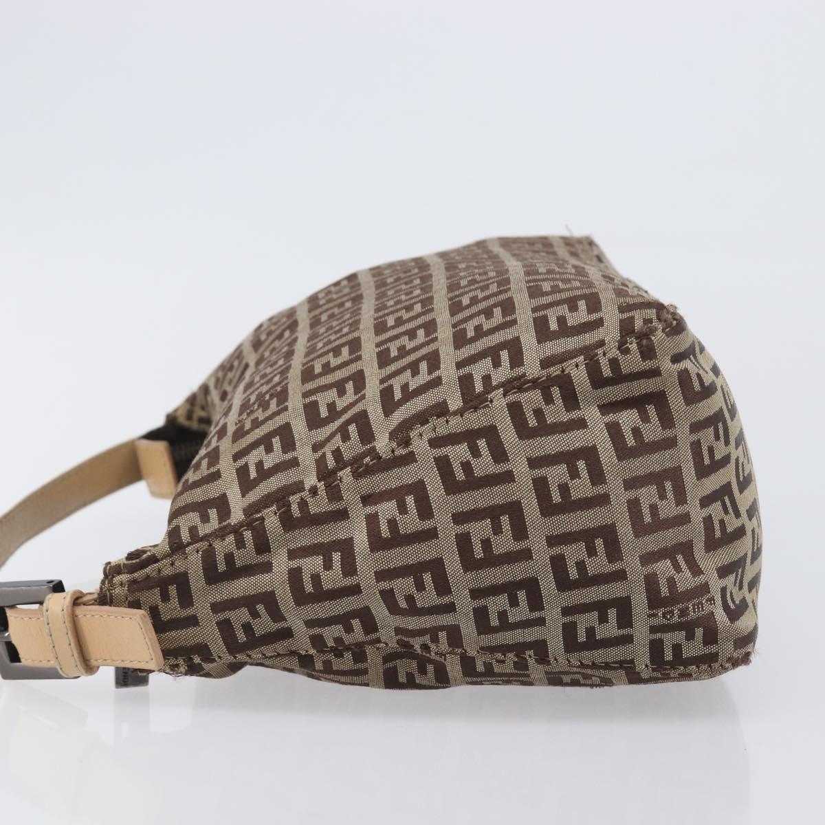 FENDI Zucchino Canvas Accessory Pouch Beige Silver 8N0005 Auth 208137