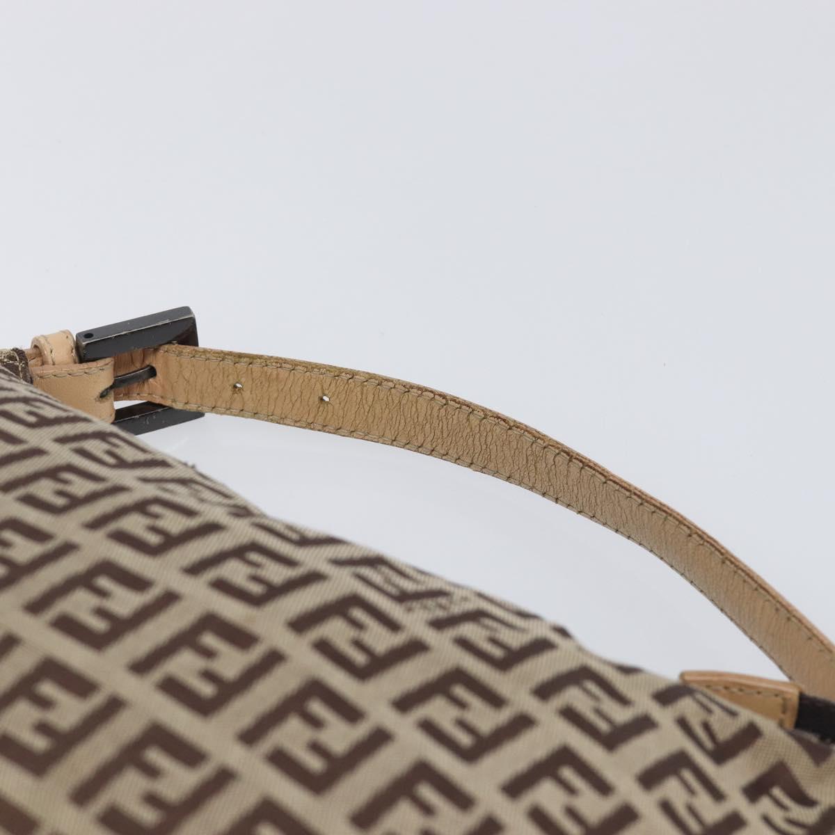 FENDI Zucchino Canvas Accessory Pouch Beige Silver 8N0005 Auth 208137