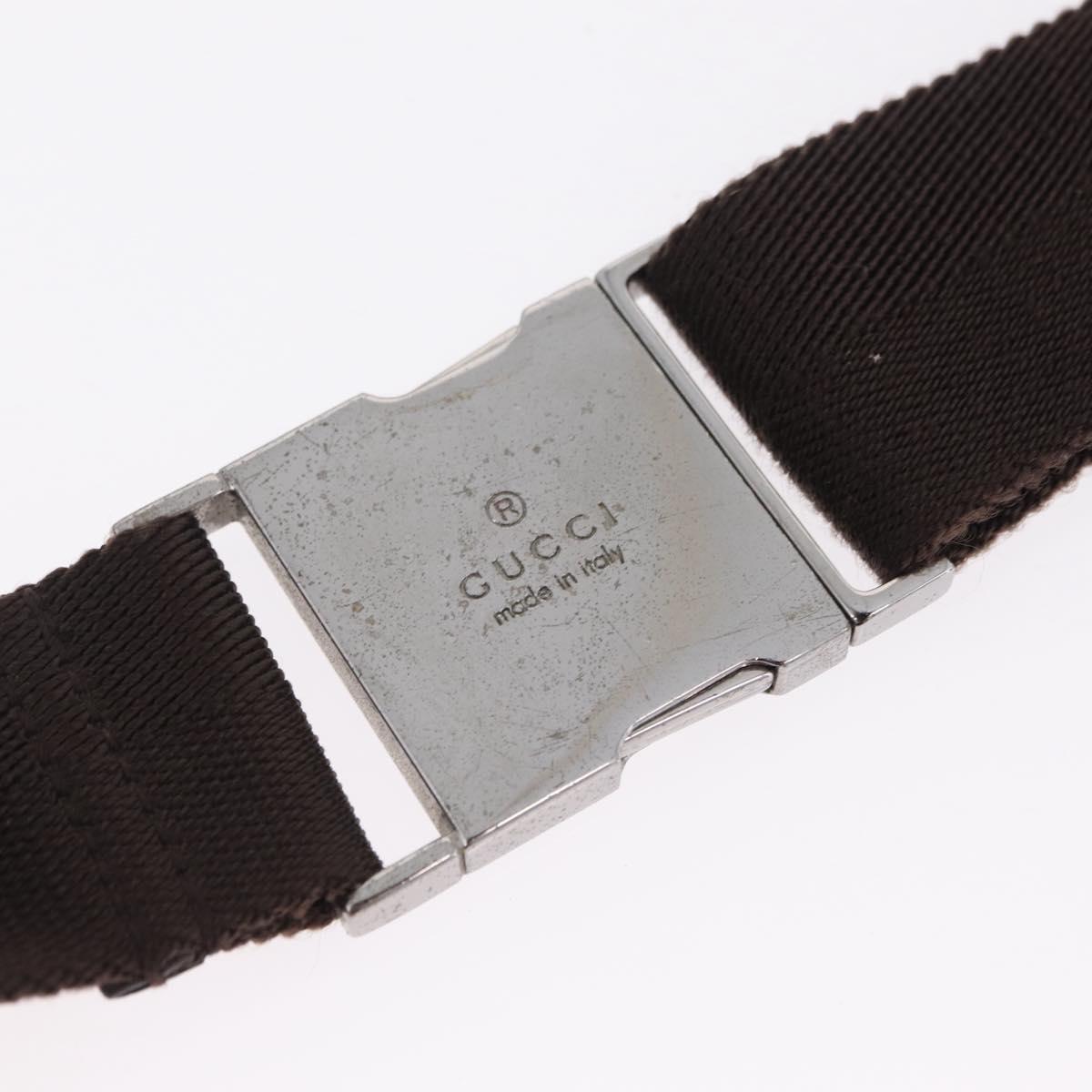 GUCCI GG Canvas Waist Bag Beige Silver 131236 Auth 208149