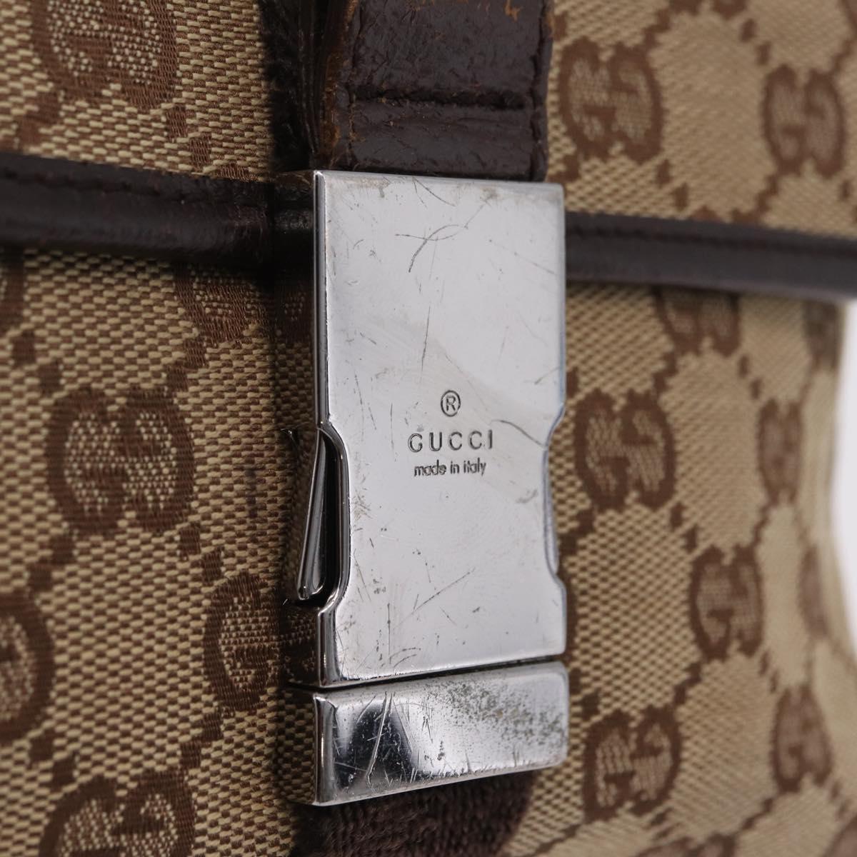 GUCCI GG Canvas Waist Bag Beige Silver 131236 Auth 208149