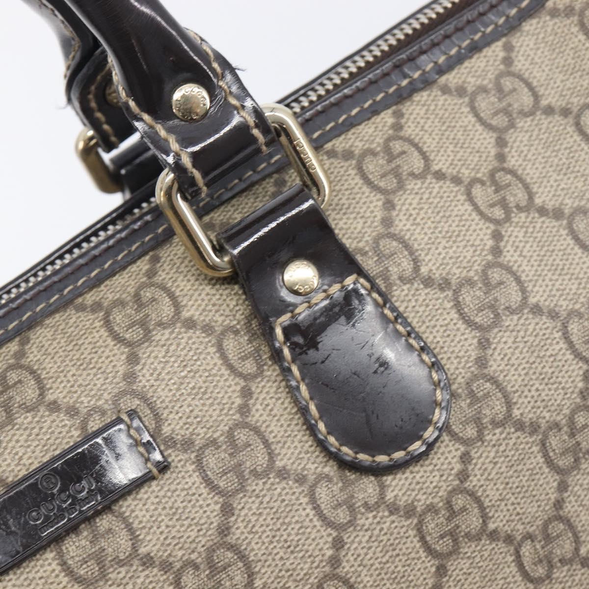 GUCCI GG Supreme Hand Bag PVC Beige Gold Tone 190259 Auth 208151