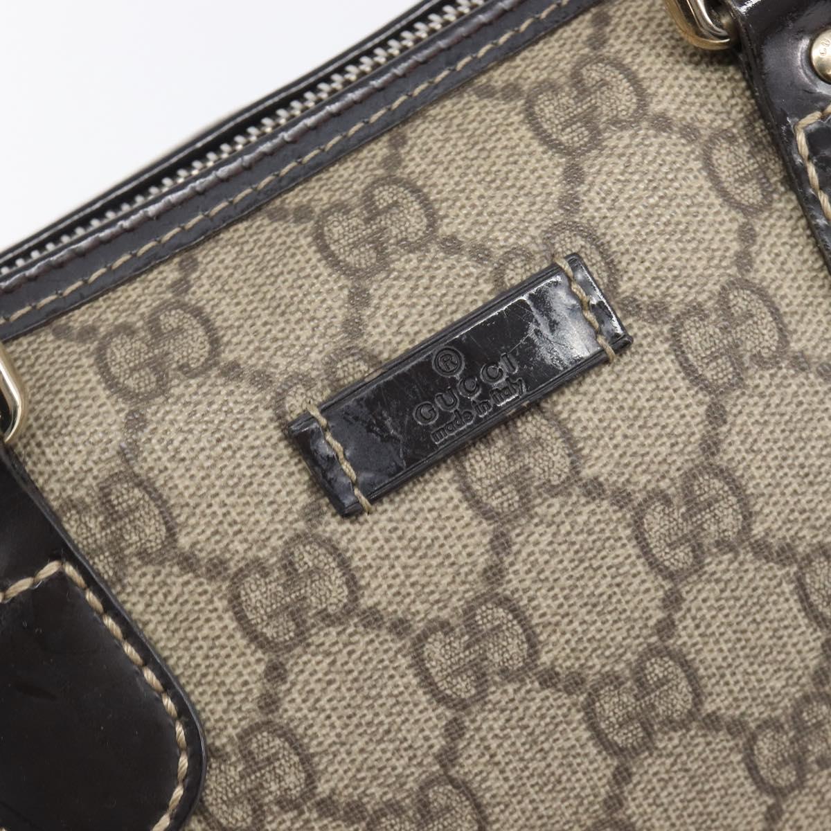 GUCCI GG Supreme Hand Bag PVC Beige Gold Tone 190259 Auth 208151