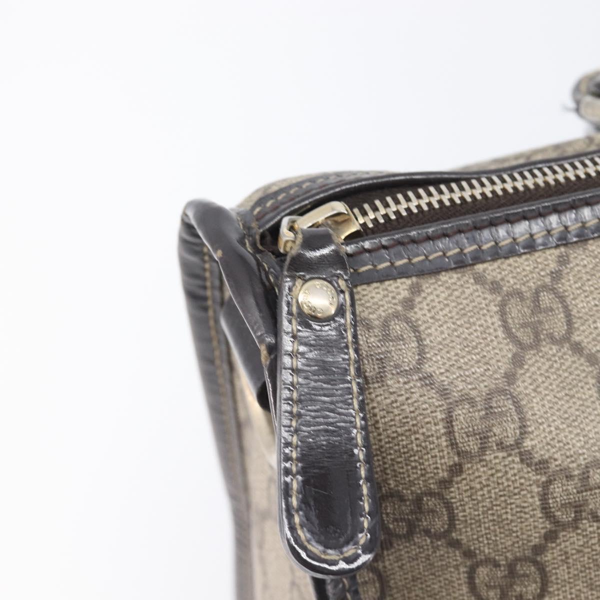 GUCCI GG Supreme Hand Bag PVC Beige Gold Tone 190259 Auth 208151