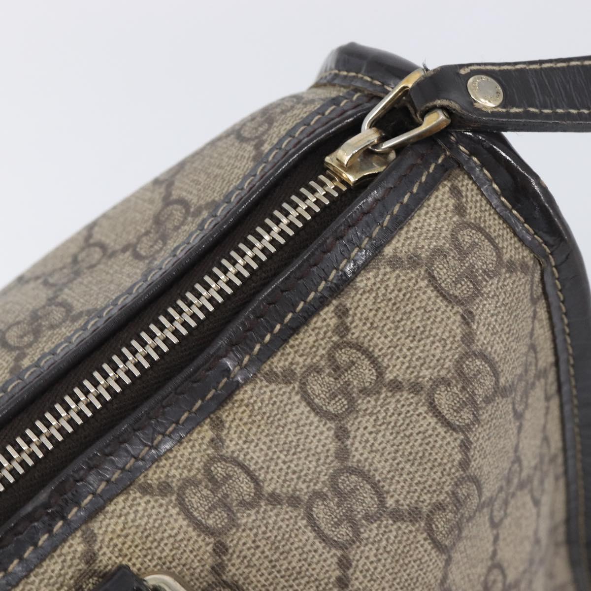 GUCCI GG Supreme Hand Bag PVC Beige Gold Tone 190259 Auth 208151