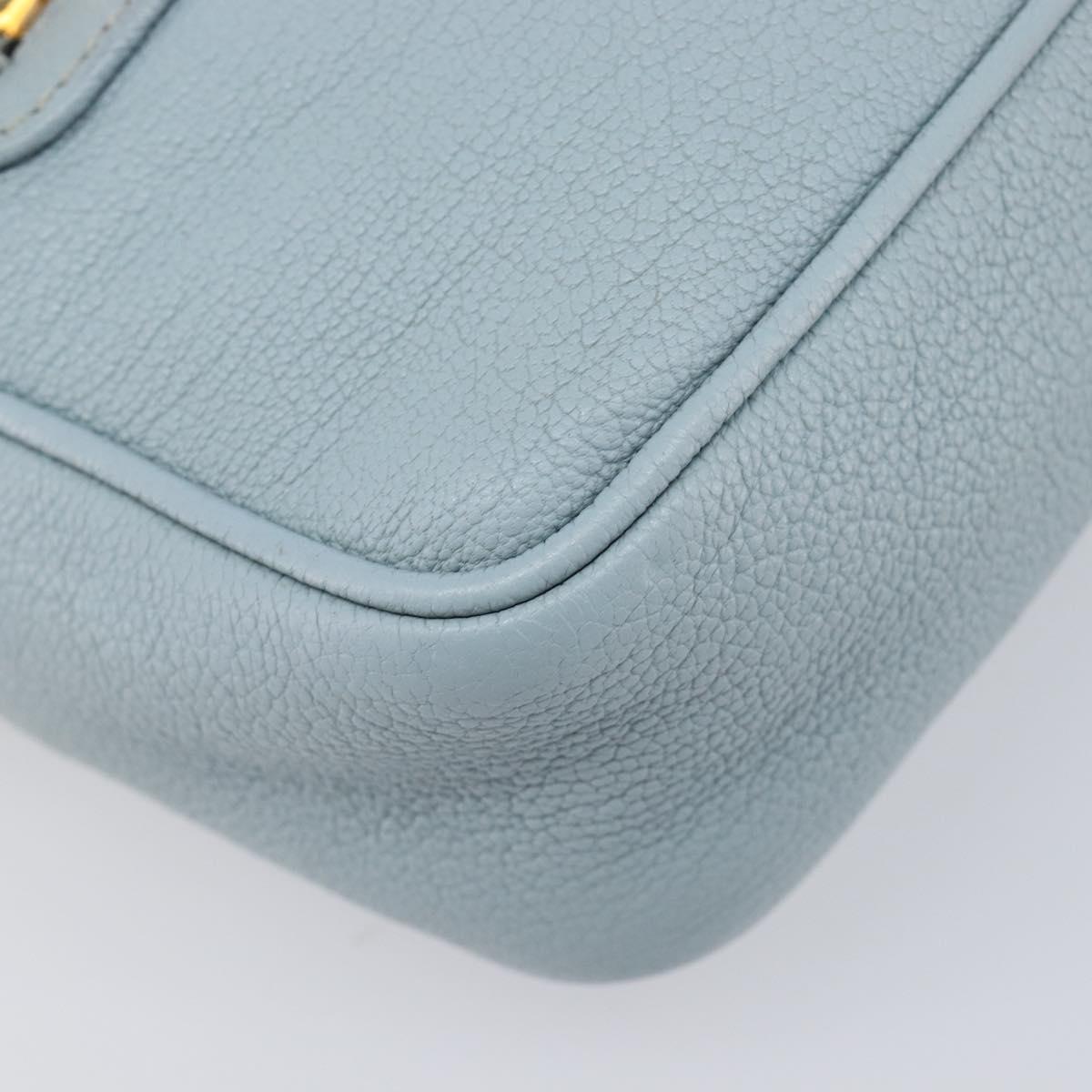 Miu Miu Madras Shoulder Bag Leather Light Blue Gold Tone Auth 208156V