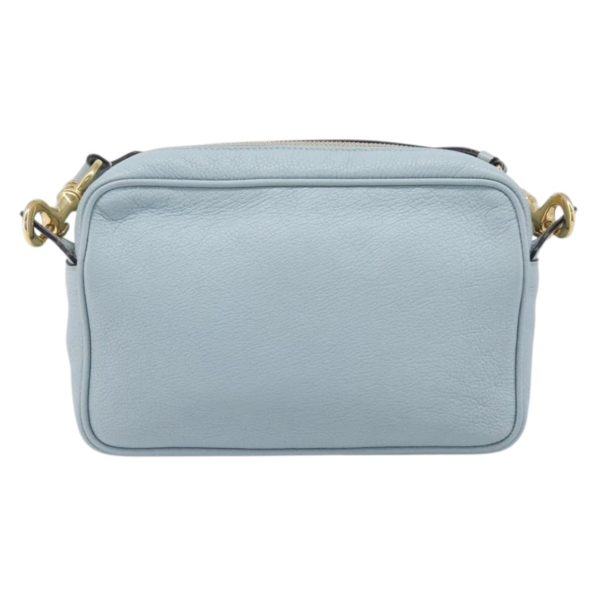 Miu Miu Madras Shoulder Bag Leather Light Blue Gold Tone Auth 208156V