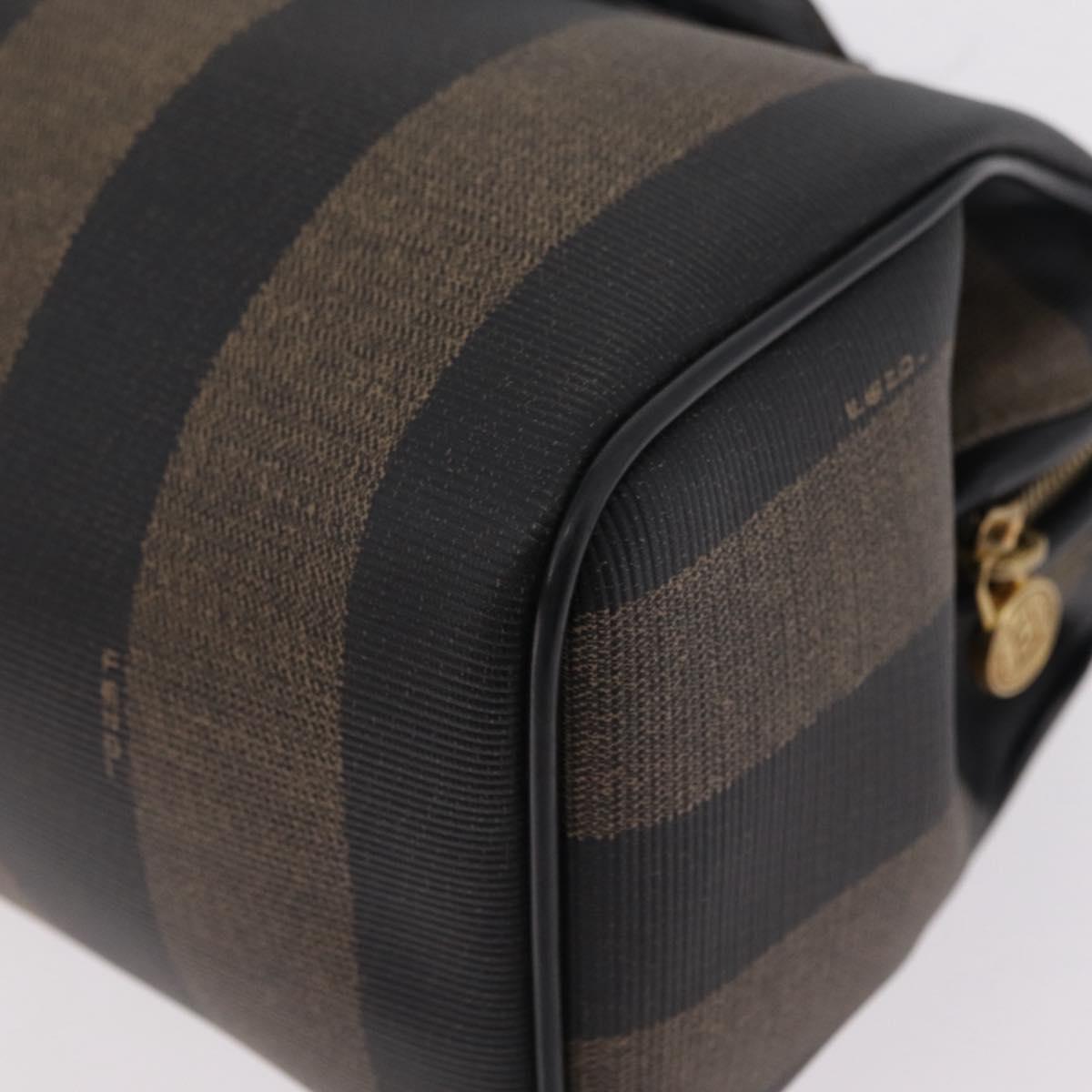 FENDI Pecan Hand Bag PVC Brown Gold Tone Auth 208160V